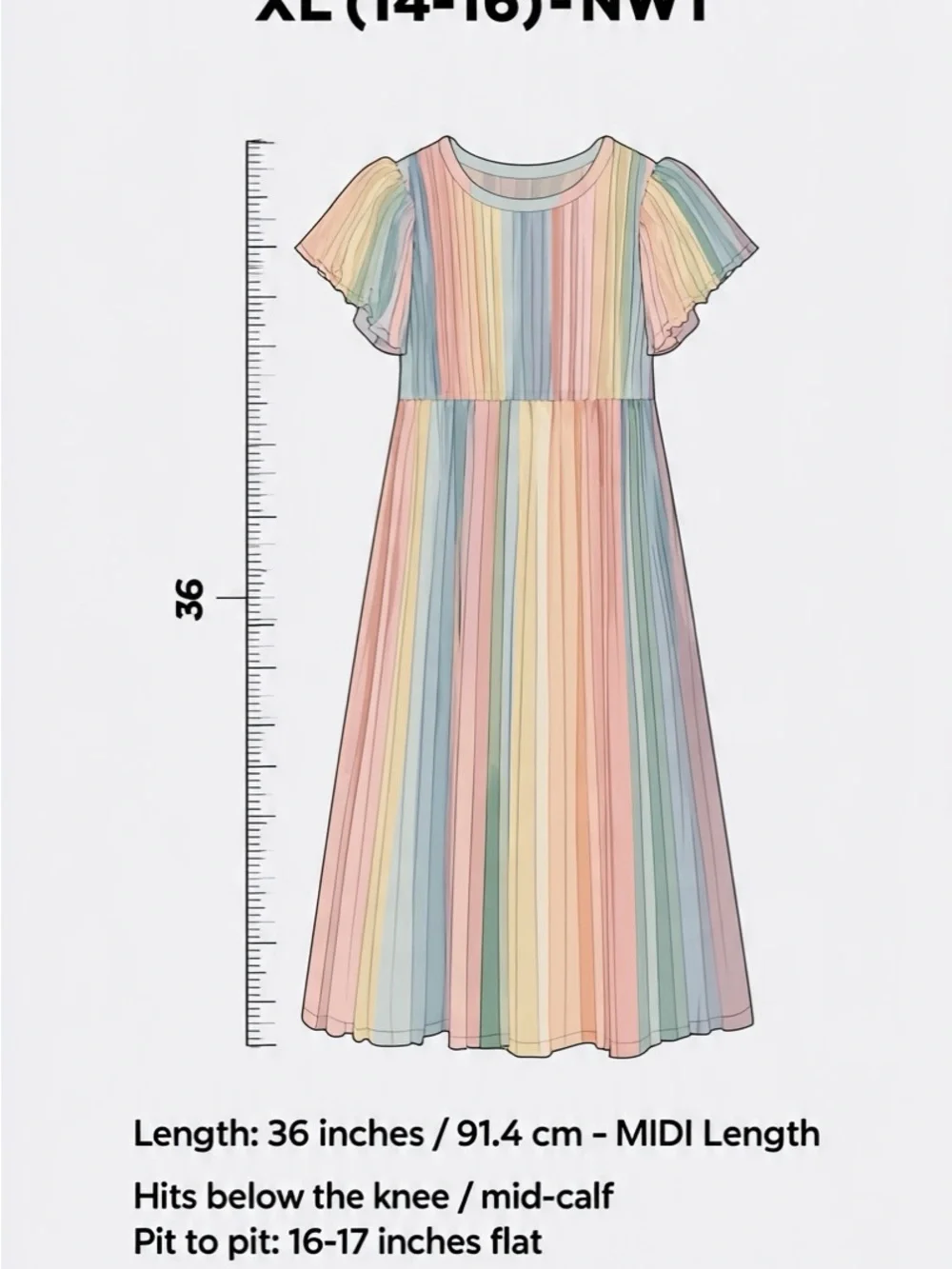 NWT Rare Editions XL Raimbon Pleated Mide Dress